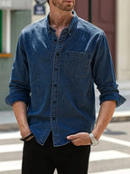 Herfst denim herenoverhemd — afbeelding 5