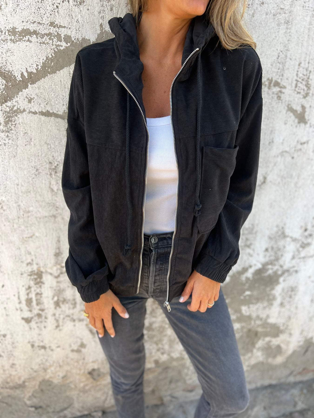 Casual dames hoodie met capuchon en rits