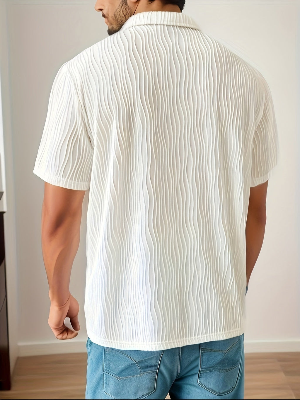 Wit casual gestreept golfshirt