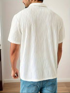 Wit casual gestreept golfshirt