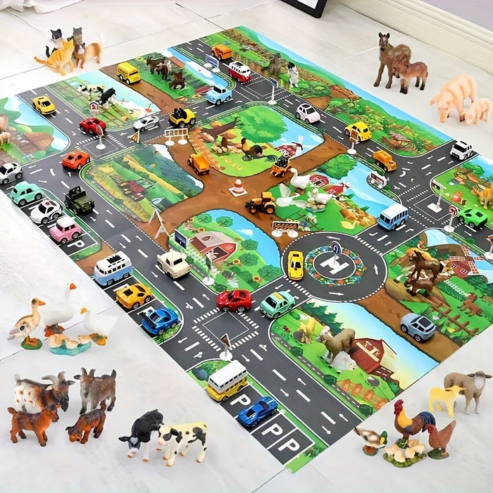 Kinder speelkleed met boerderij- en verkeersthema