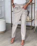 Dames patchwork broek met riem