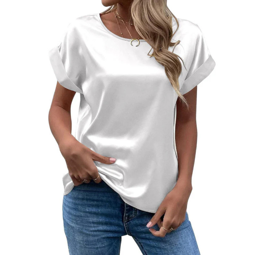 Satiniertes trendshirt met losse snit voor dames