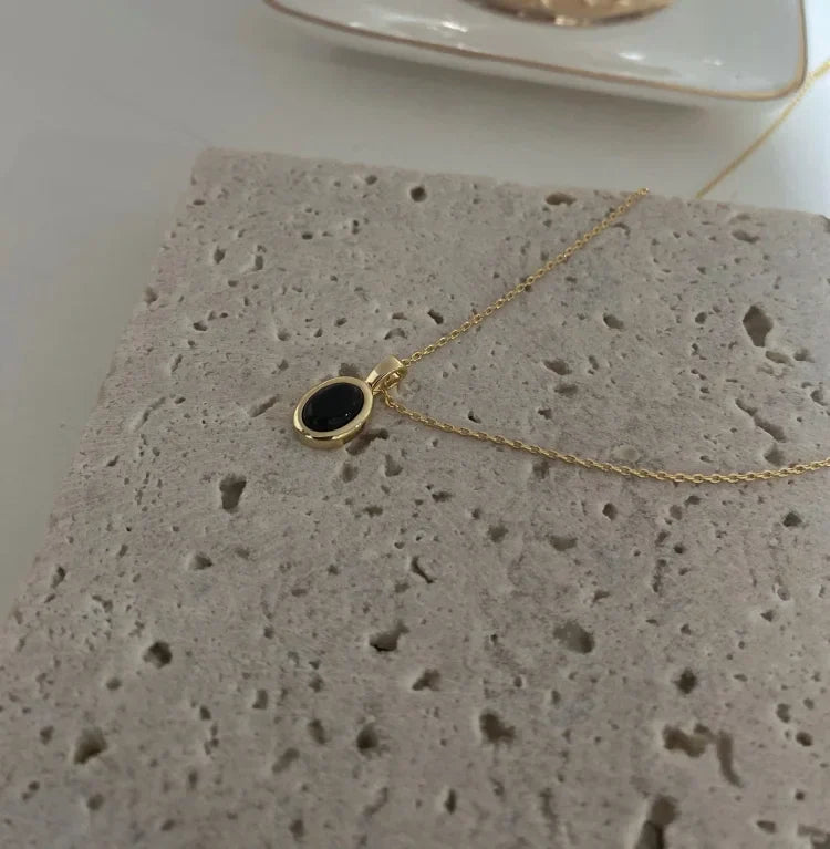 Zwarte onyx en parel stapelketting