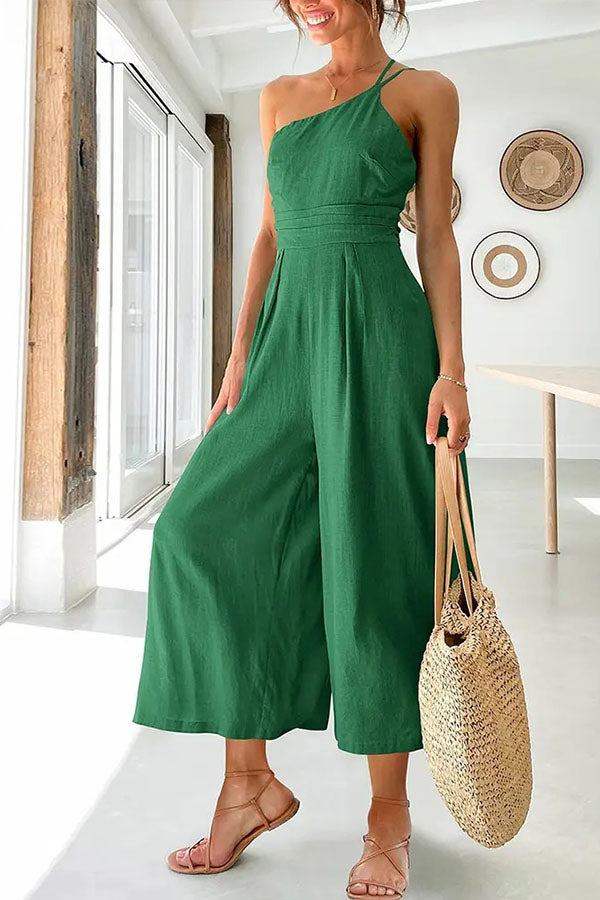 Mouwloze dames jumpsuit met losse pasvorm