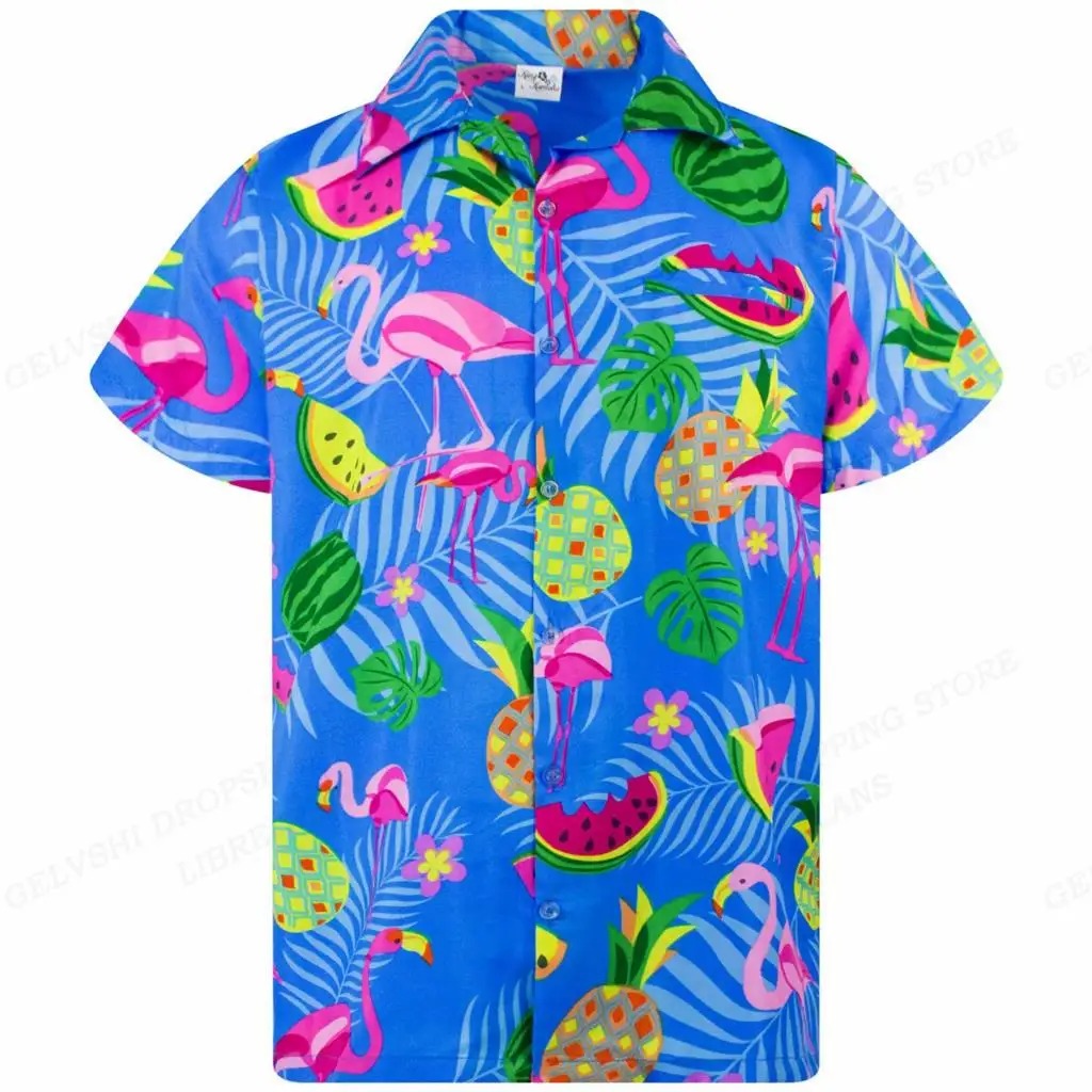 Tropisch 3D flamingo overhemd
