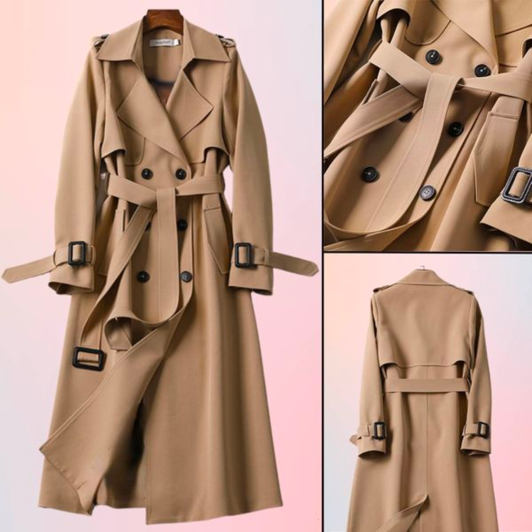 Dames trenchcoat met dubbele knopen