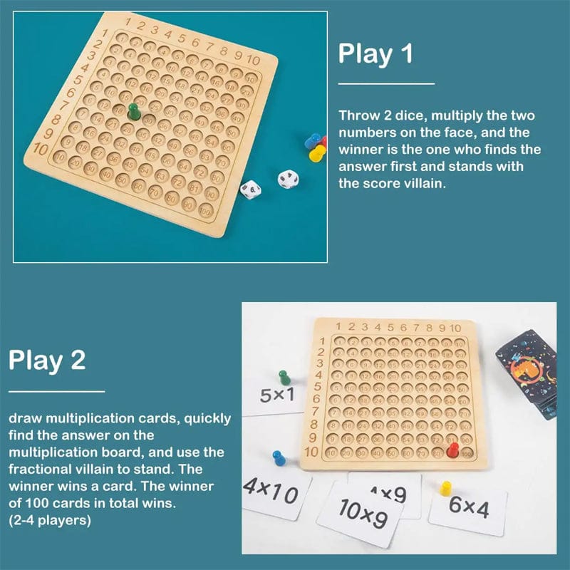 Houten montessori vermenigvuldigings bordspel FunnyCalc