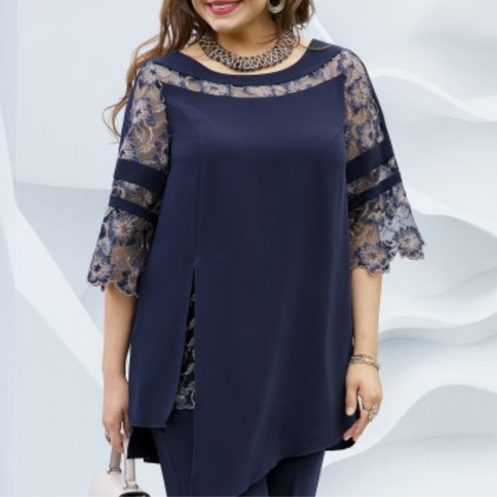 Tweedelige donkerblauwe damesset