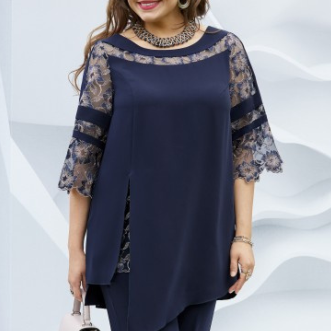 Tweedelige donkerblauwe damesset