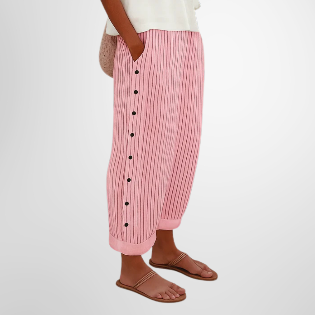 Adelina | Wijde damesbroek met elastische tailleband