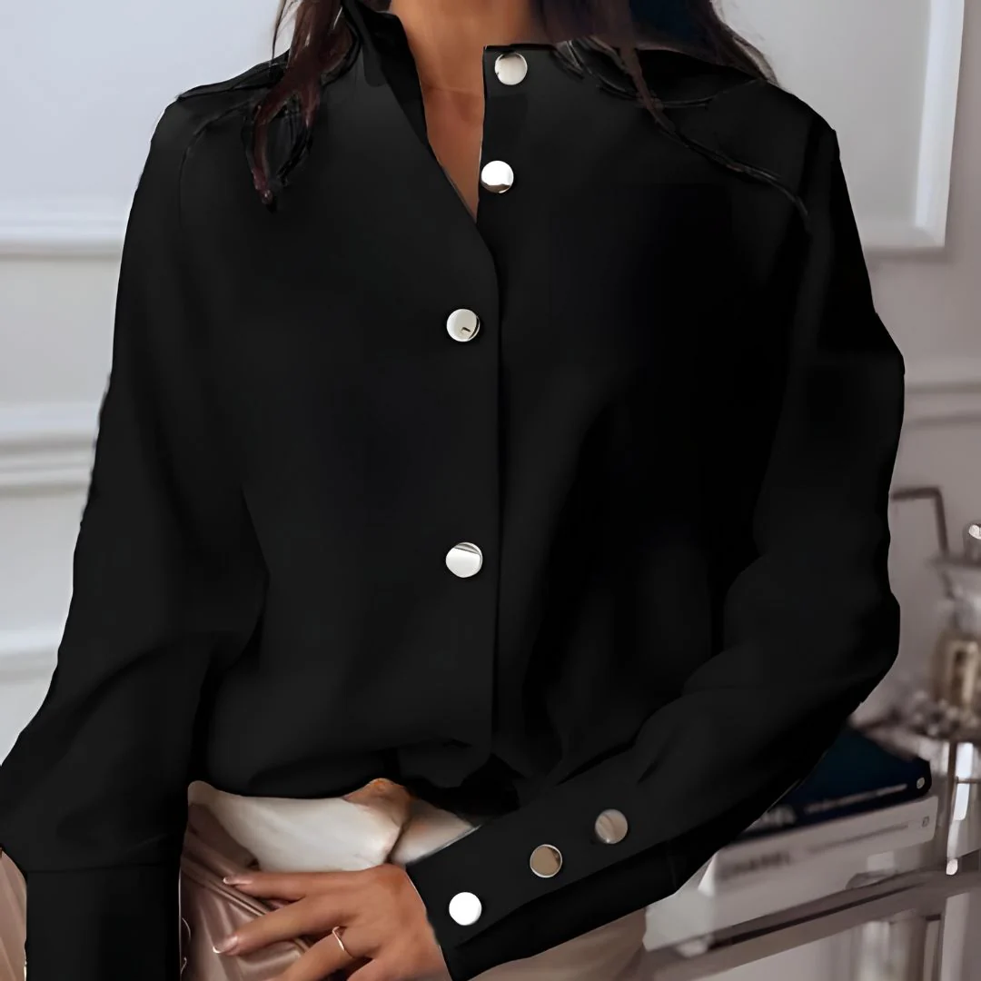 dames blouse met knoopsluiting en klassieke kraag — afbeelding 15