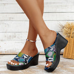 Sleehak dames sandalen met slangenprint