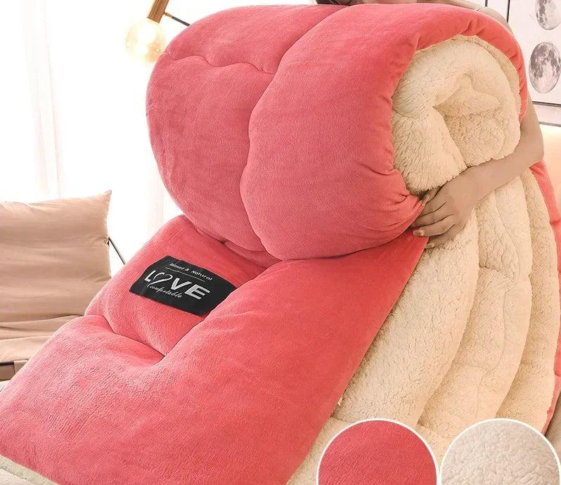 Winterdekbed met flanellen fleece en wol-polyestervulling