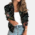 Dames retro bomberjack met print