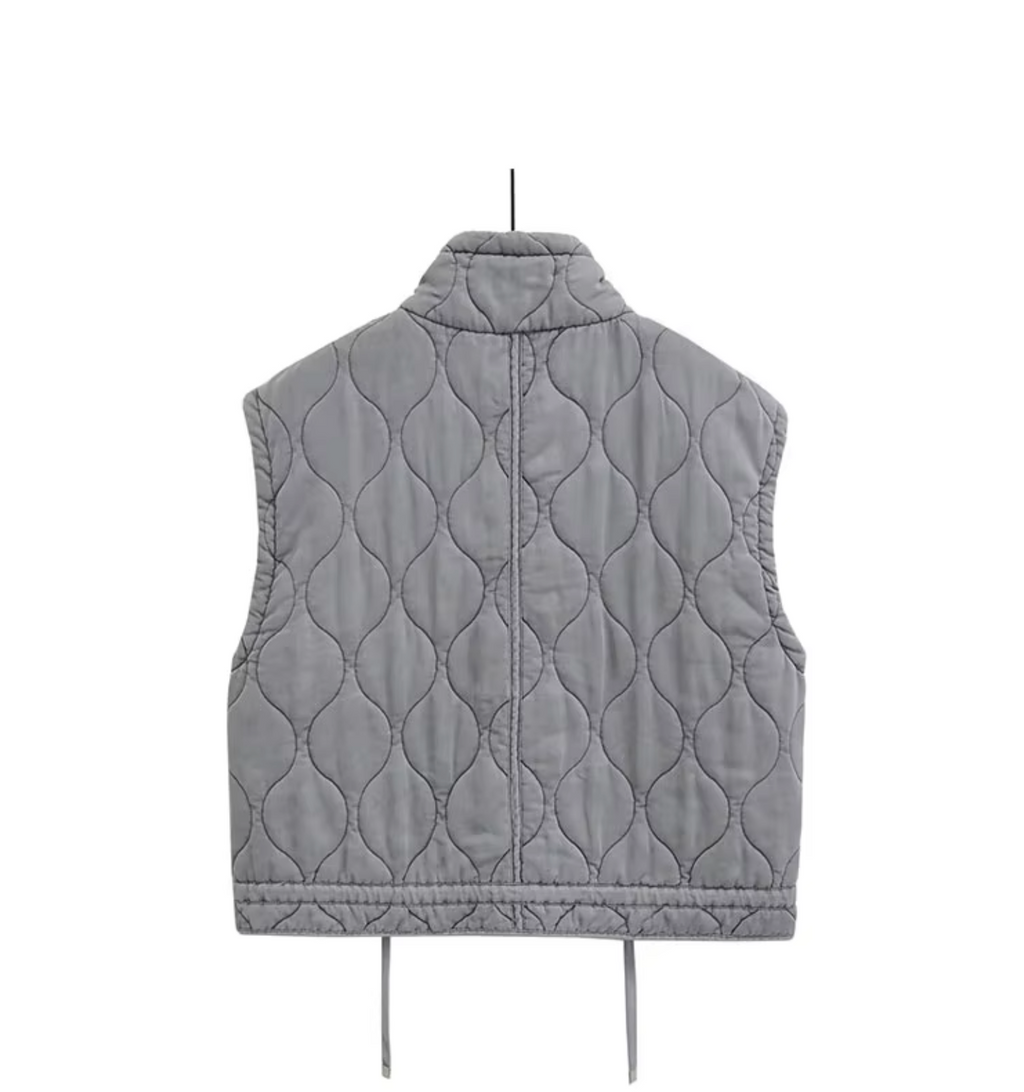 Grijze mouwloze katoenen bodywarmer