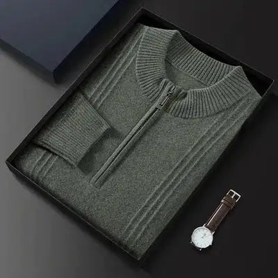 Warme casual herentrui met halve rits