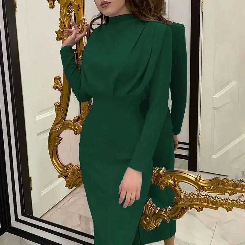 Bodycon midi jurk met turtleneck — afbeelding 3