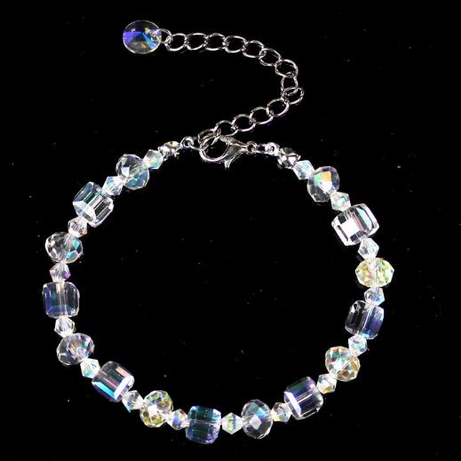 Vierkante glazen kristal armband