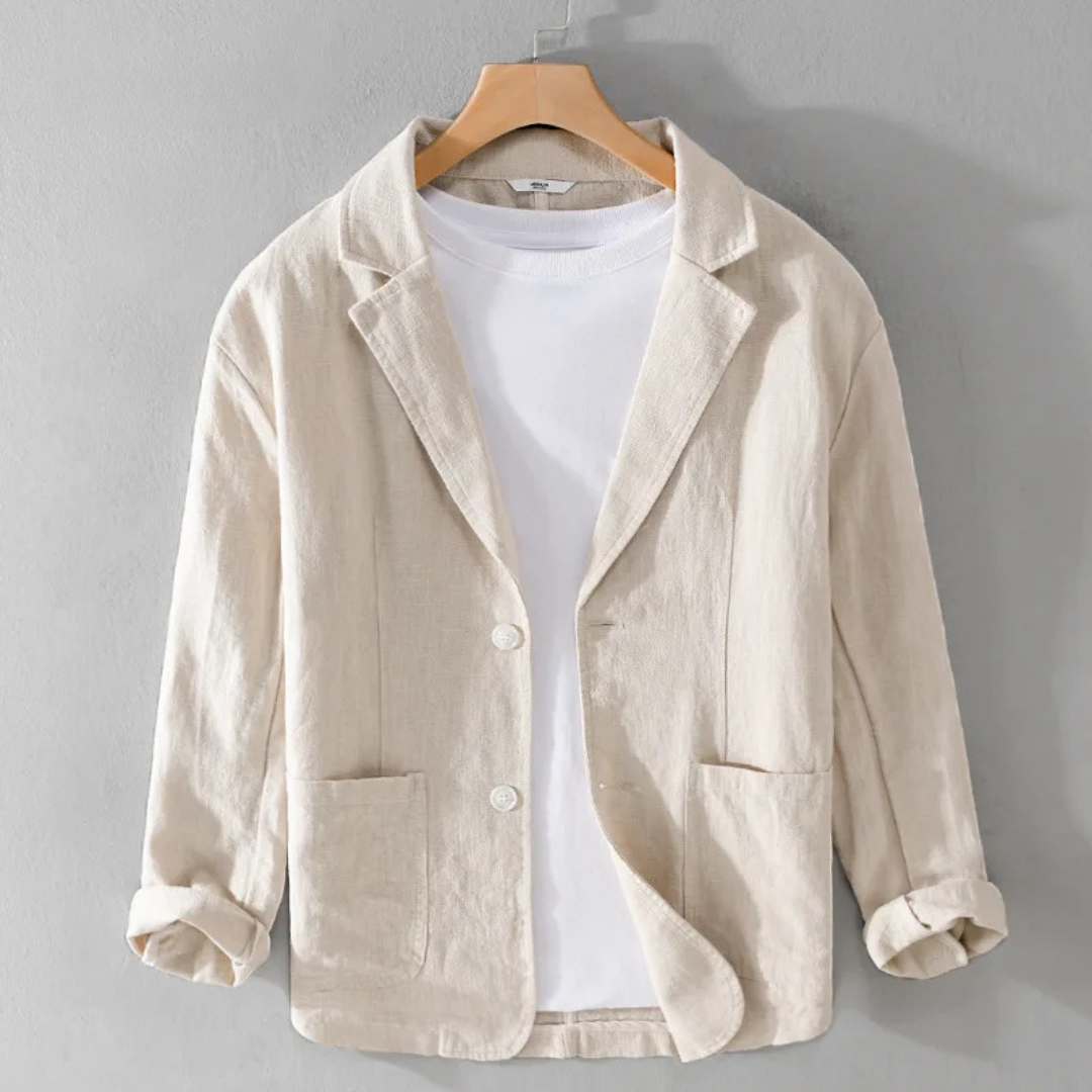 Licht linnen jasje met ontspannen pasvorm