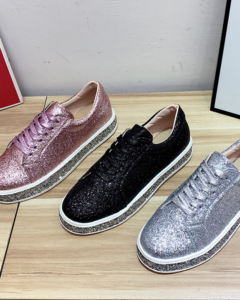 Plateau glitter dames sneakers