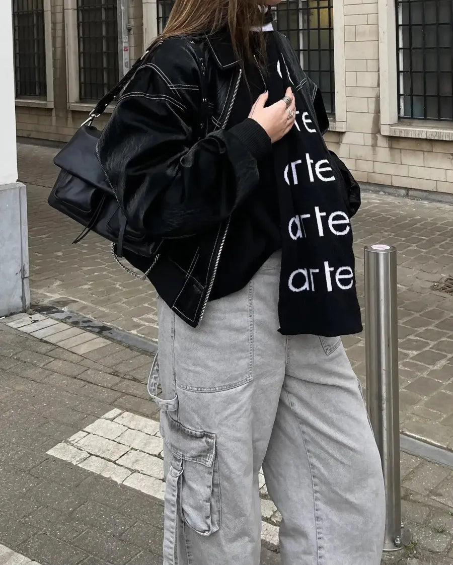 Oversized leren damesjas