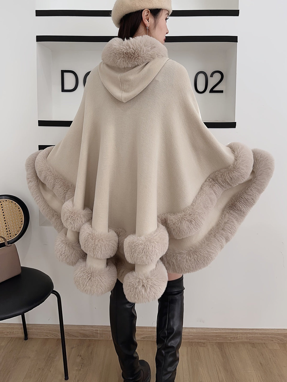 Oversized furry cape jas voor vrouwen — afbeelding 8