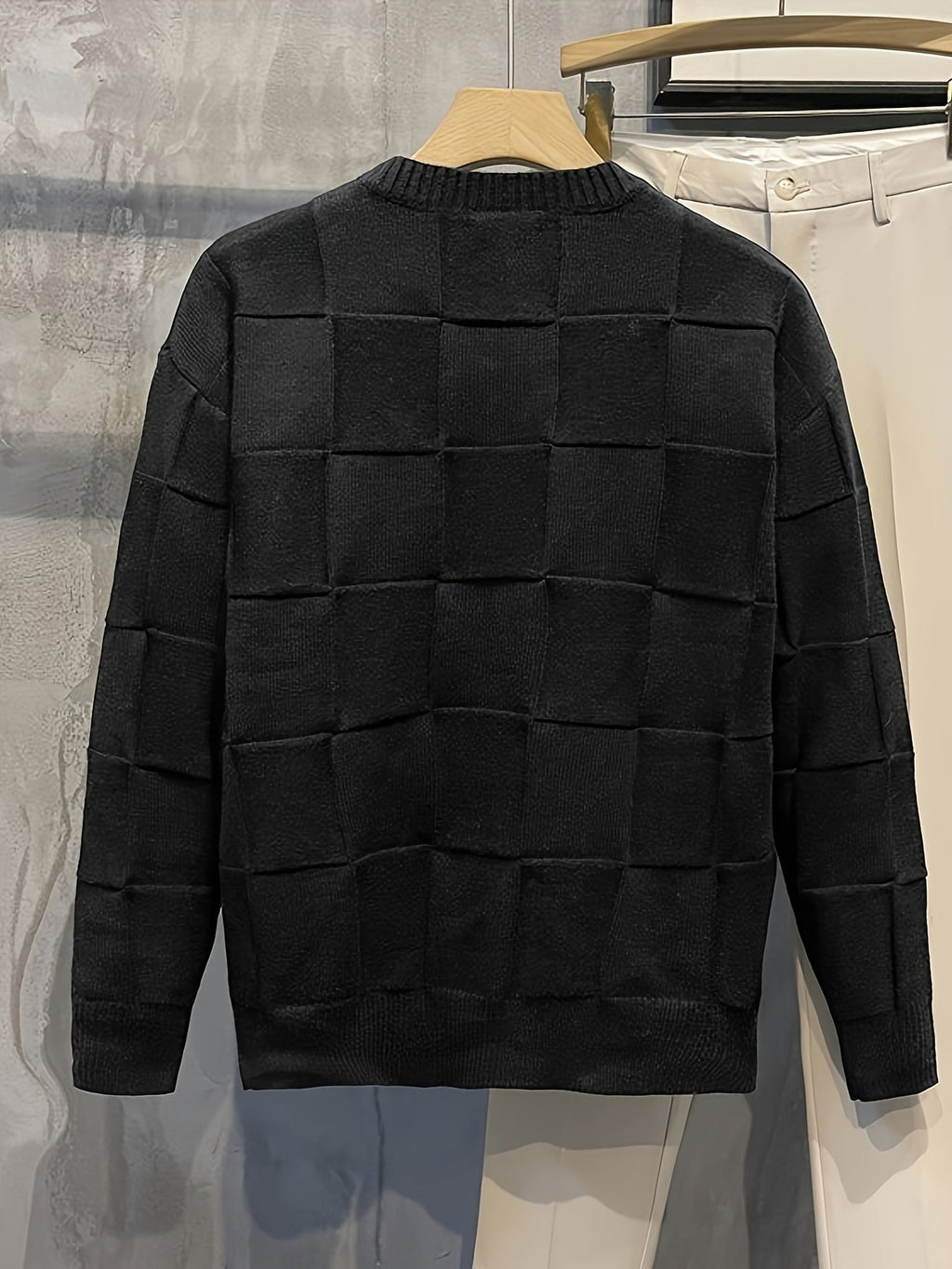 Gebreide sweater met ronde hals en stretch