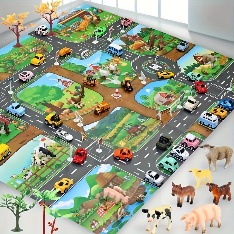 Kinder speelkleed met boerderij- en verkeersthema