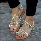 Dames sandalen met parelaccent