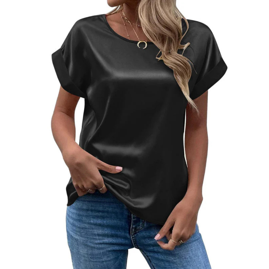 Satiniertes trendshirt met losse snit voor dames