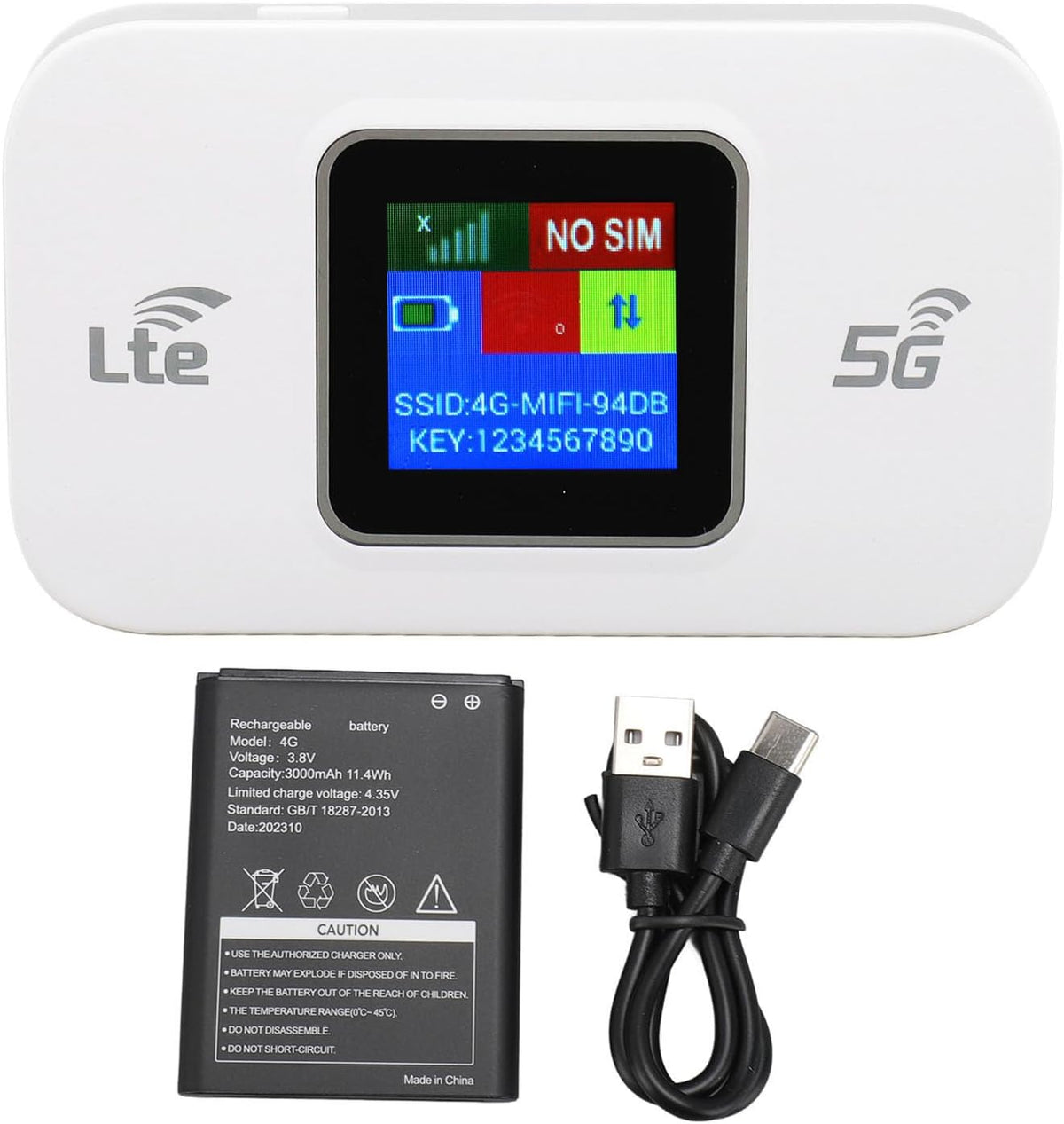 4G LTE USB wifi-hotspot modem met 300 mbps snelheid en 3000 mah batterij