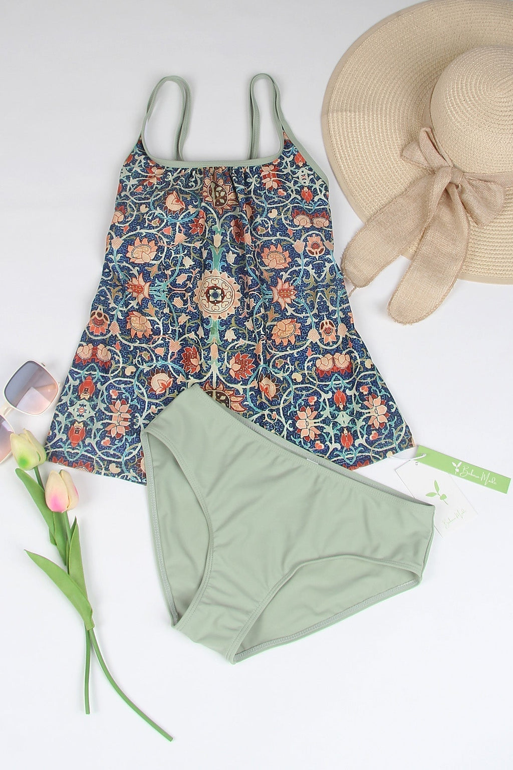 Mouwloze bikini met aantrekkelijk patroon