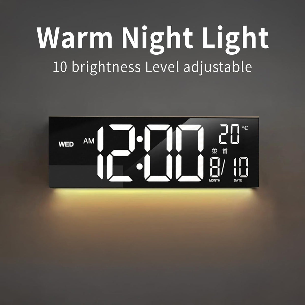 Digitale RGB wand‑ & bureauklok 40,6 cm met afstandsbediening