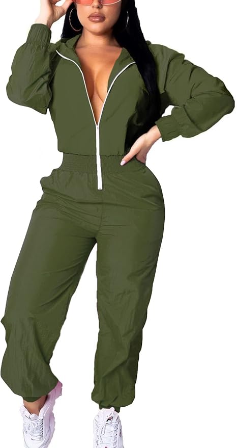 Retro dames windbreaker jumpsuit