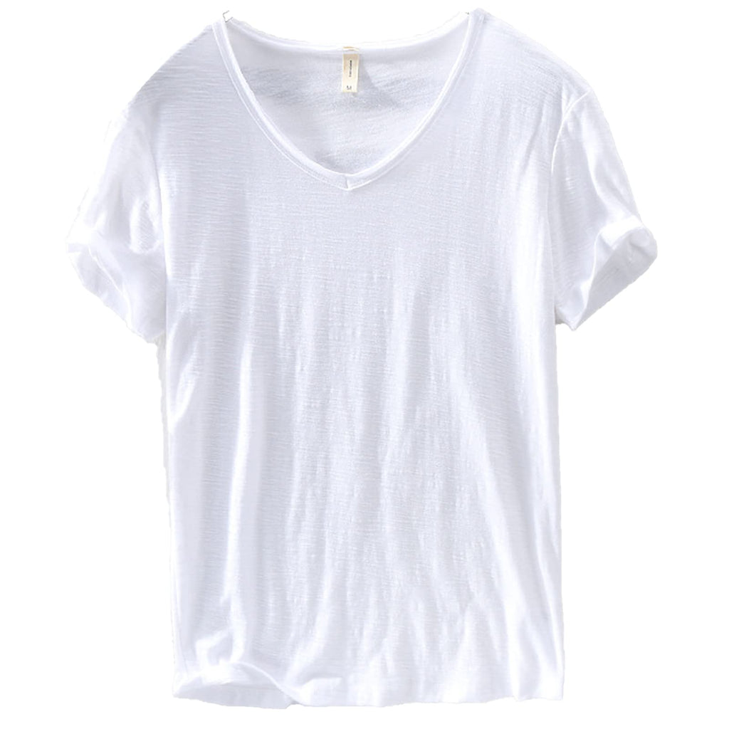 Heren V-hals linnen shirt