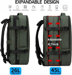 Uitbreidbare 26–45L reisrugzak met laptopvak & zijhandvat