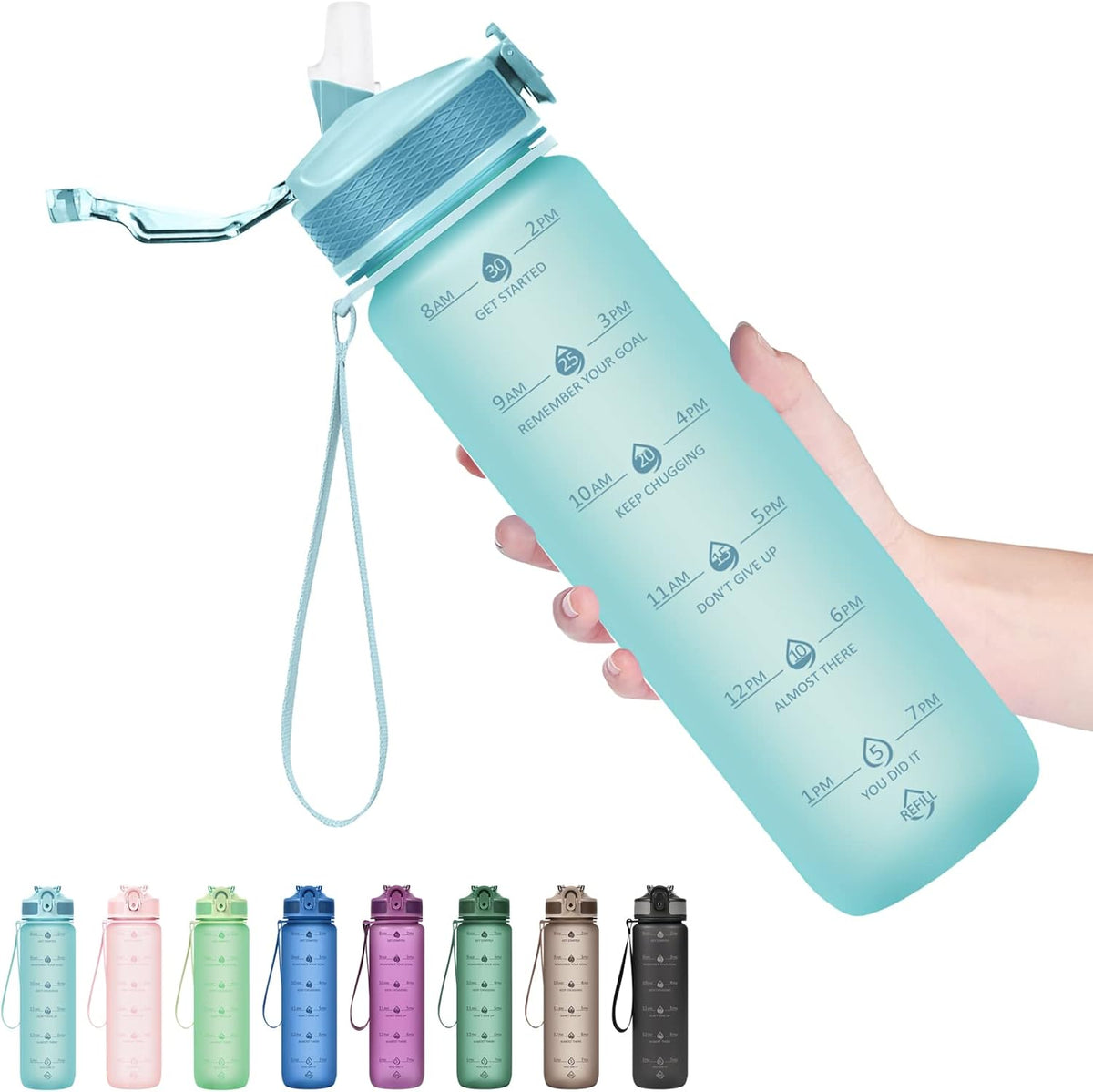 Waterfles van 900 ml met rietje