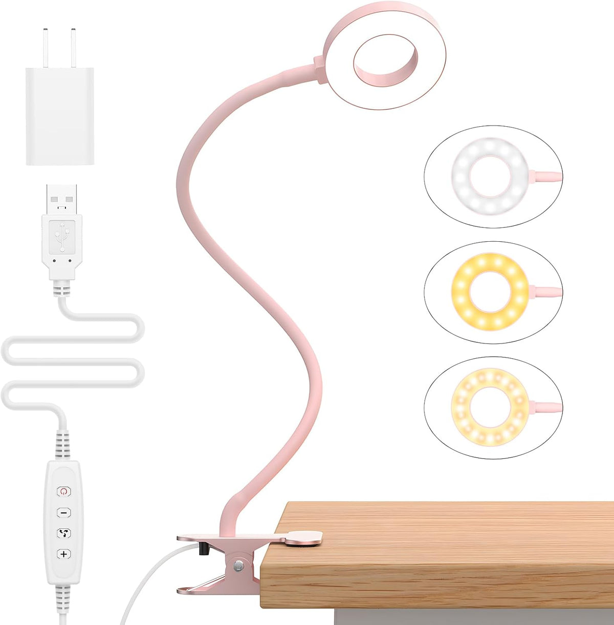 3 kleurmodi LED bureau klem lamp met flexibele gooseneck — afbeelding 71