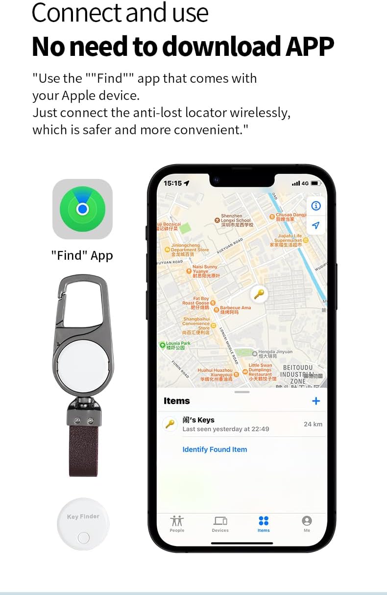Slimme anti-verlies locator sleutelhanger – realtime tracking met zoek mijn