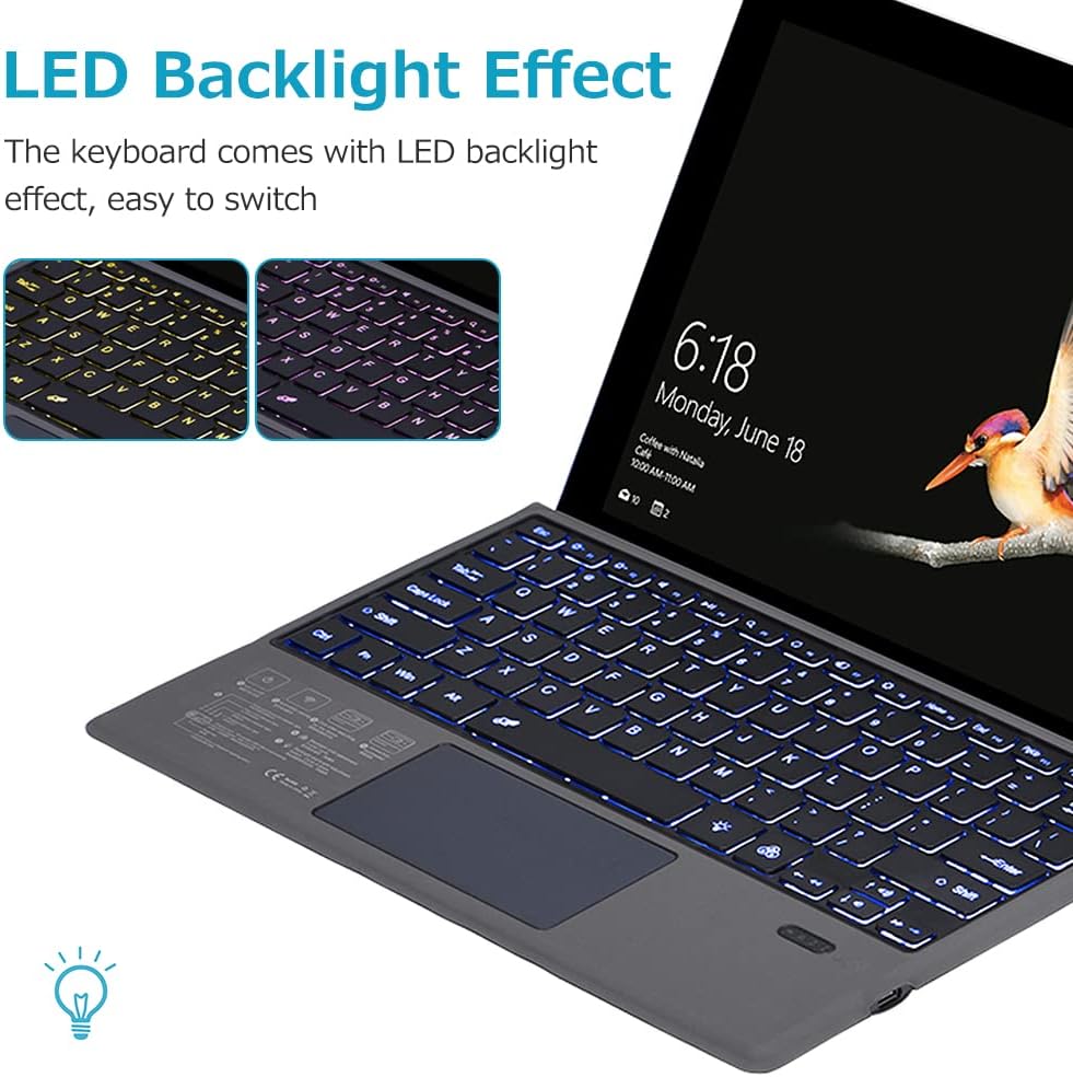 Draadloos bluetooth-toetsenbord met achtergrondverlichting en touchpad