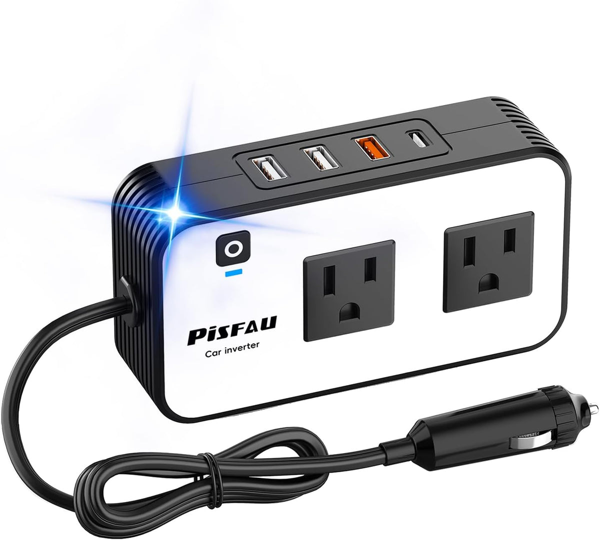 Auto-omvormer van 12 V DC naar 220 V AC, 200 W, met USB-C en snellader