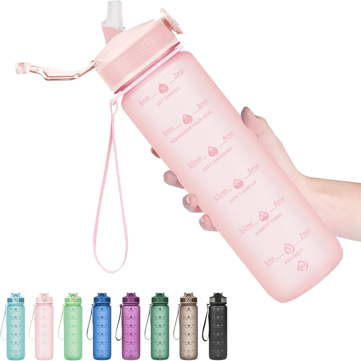 Waterfles van 900 ml met rietje