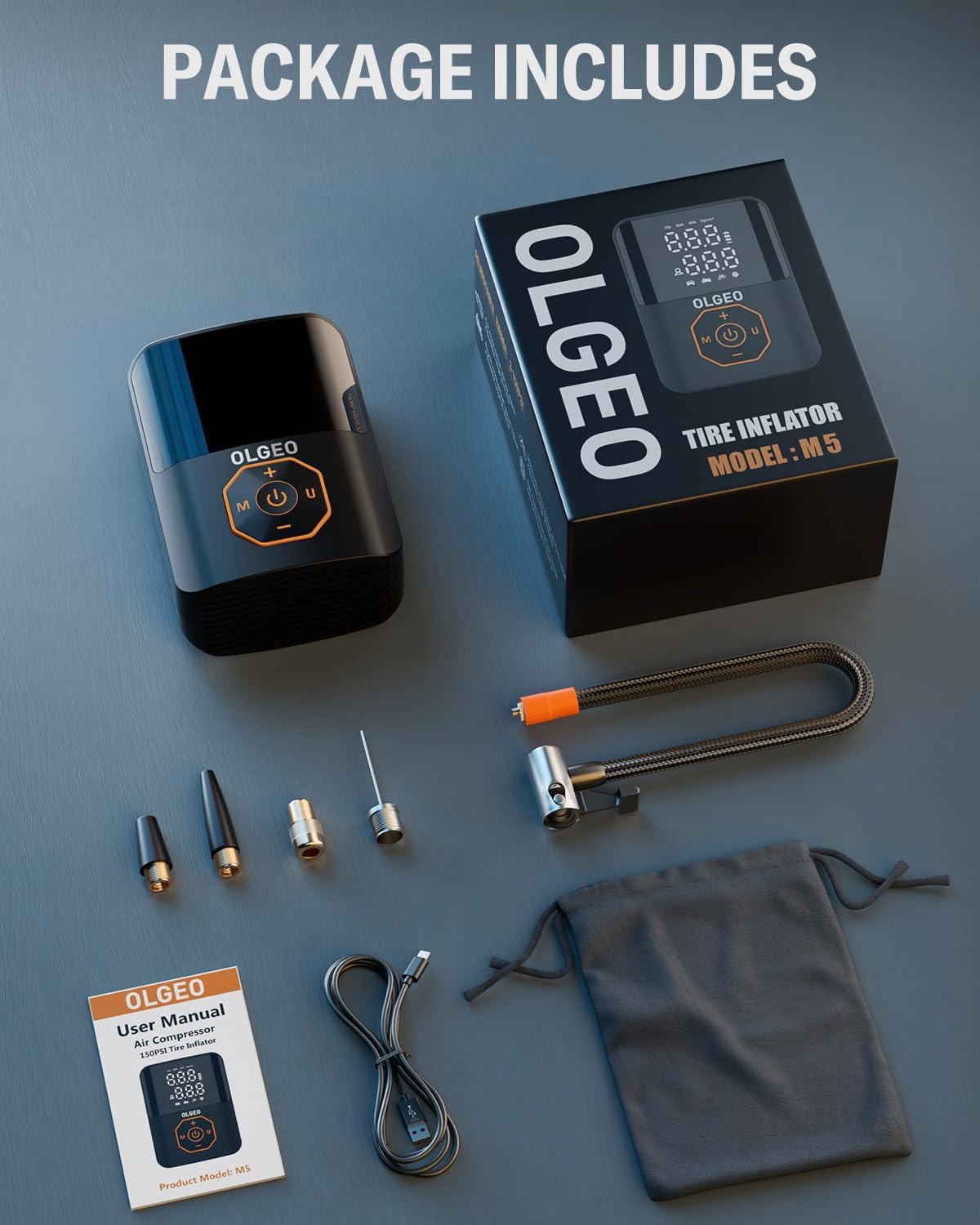 Draagbare bandenpomp - 18000mAh luchtcompressor voor auto's en motoren