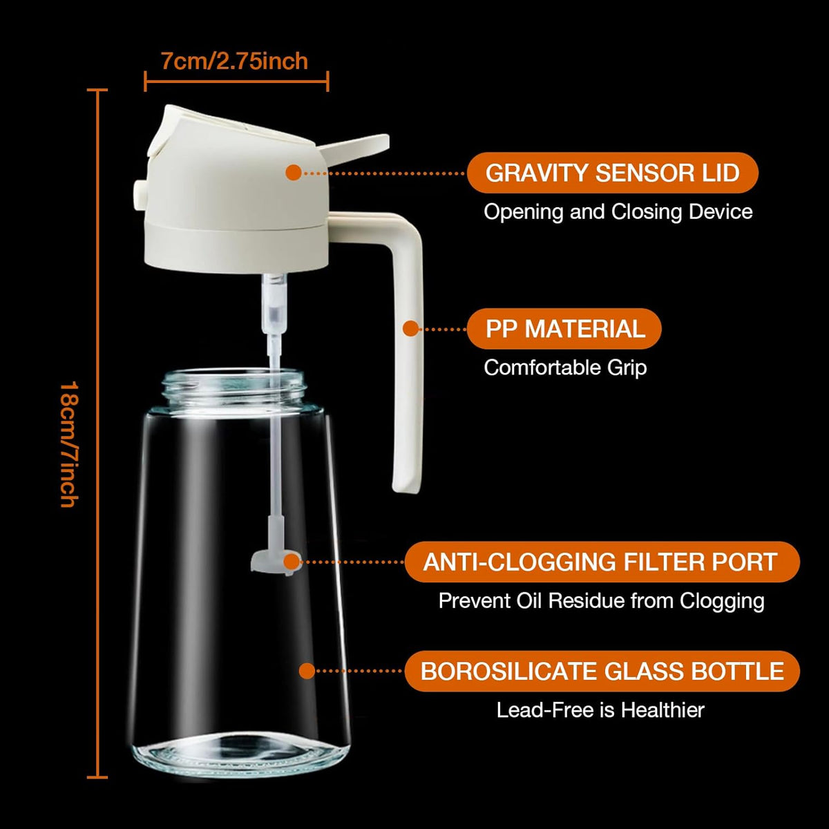 2-in-1 olijfoliespray - 470mL glazen fles