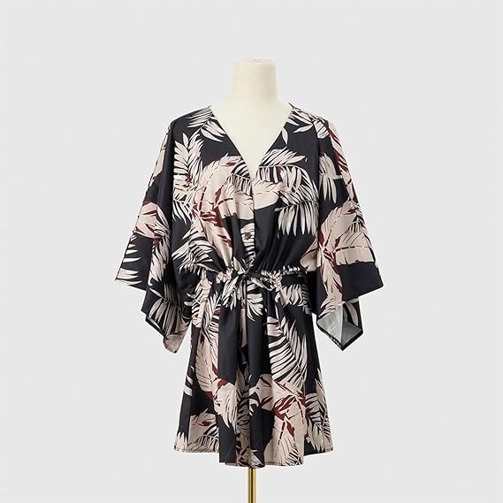 Zomerkleed met V-hals en ruche mouwen — afbeelding 31