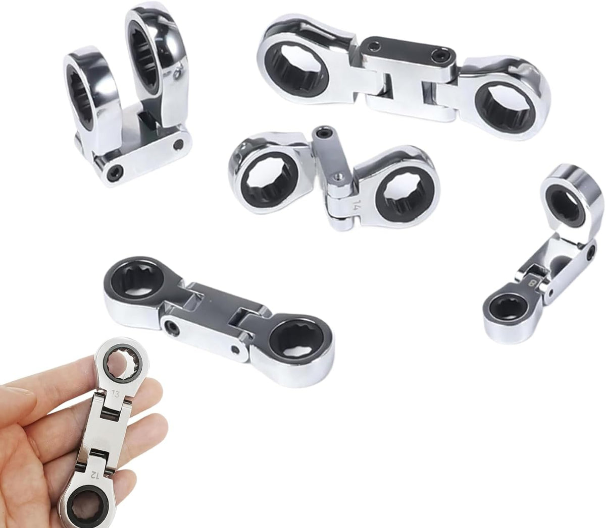 Dubbele aandrijving flex hoofd ratelmoersleutel