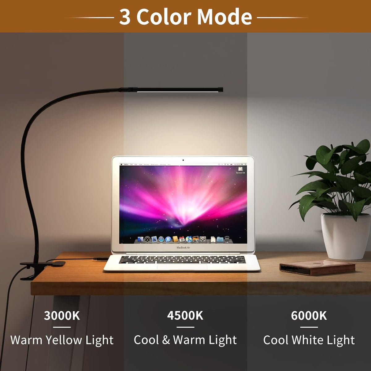 77 LED bureau klem lamp met USB voeding & flexibele gooseneck