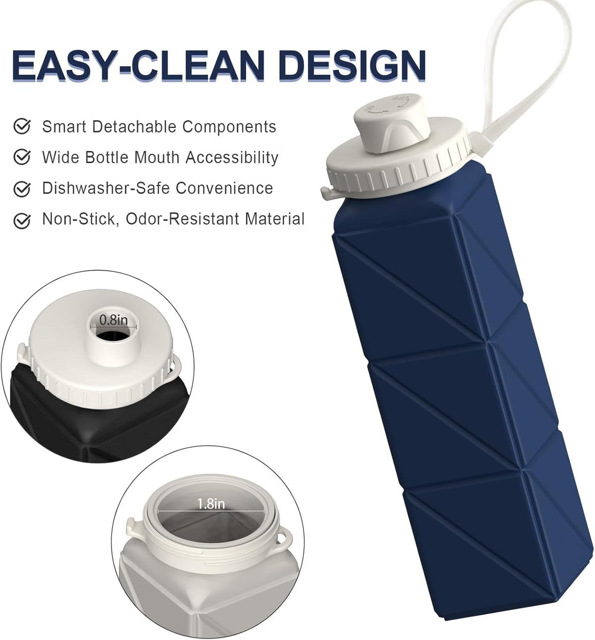 Opvouwbare siliconen waterfles van 610 ml