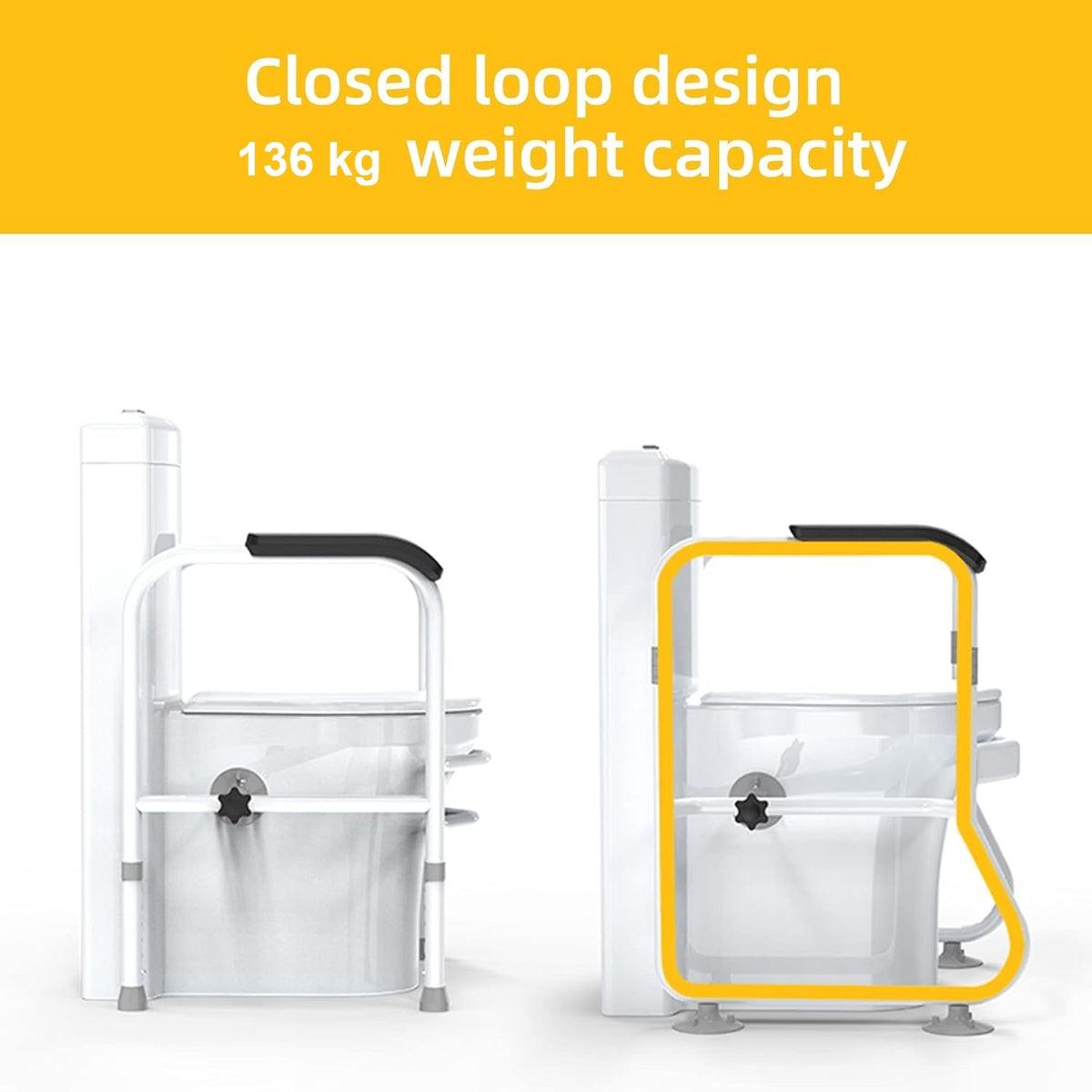 Verstelbaar toilet veiligheidsframe en handgrepen